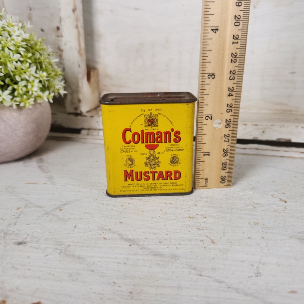 Vintage Colman's Mustard 1 1/4 oz Yellow Tin, USA Made- Collectible Metal Tins - Picture 7 of 9